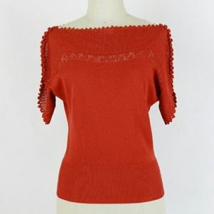 Anthro orange rust Barashi knit sweater blouse M
